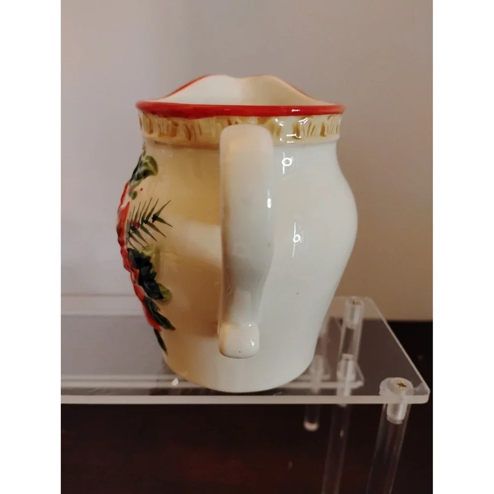 Holiday Ceramic Sugar and Creamer Set Poinsettia Christmas Floral Red White